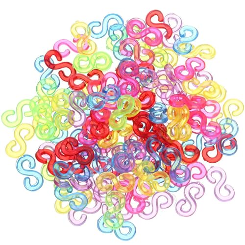 CVDYWDJIE 2000 Stück Bunte, Transparente S-Förmige Clips, S-Förmige Gummibandschnallen, Geflochtenes DIY-Armbandzubehör, Geflochtene Armbandverbinder, Geflochtene Schmuckzubehörteile von CVDYWDJIE