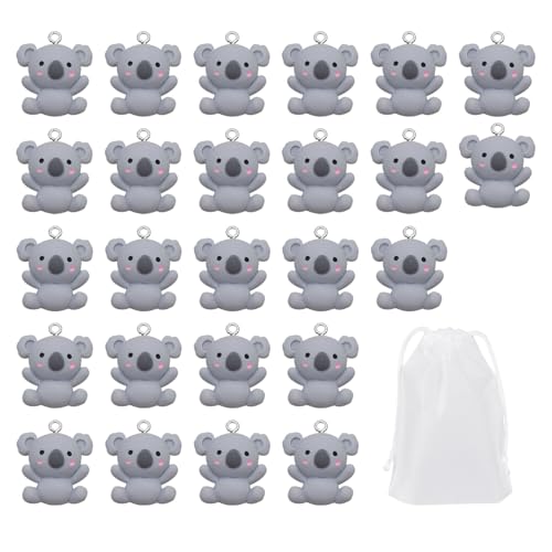 CVDYWDJIE 25 Koala-Anhänger, 1 Aufbewahrungstasche, Niedliche Cartoon-Anhänger, DIY-Schmuckzubehör, Kreative Schmuckanhänger von CVDYWDJIE