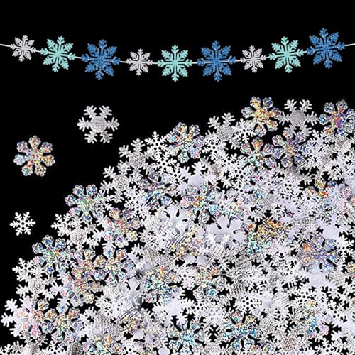 CVDYWDJIE 300 Stück Schneeflocken-Konfetti Und 1 Stück Schneeflocken-Flagge, Winterliche Themendekorationen, Glitzernde Dekorationen, Party-Dekorationszubehör CVDYWDJIE 300 Stück Schneeflocken-Konfetti Und 1 Stück Schneeflocken-Flagge, Winterliche Themendekorationen, Glitzernde Dekorationen, Party-Dekorationszubehör von CVDYWDJIE