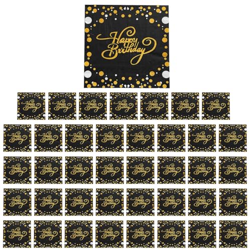 CVDYWDJIE 40 Stück Happy Birthday-Servietten, 33 cm X 33 cm Große Quadratische Servietten, Tischservietten, Geburtstagsparty-Dekorationspapier von CVDYWDJIE
