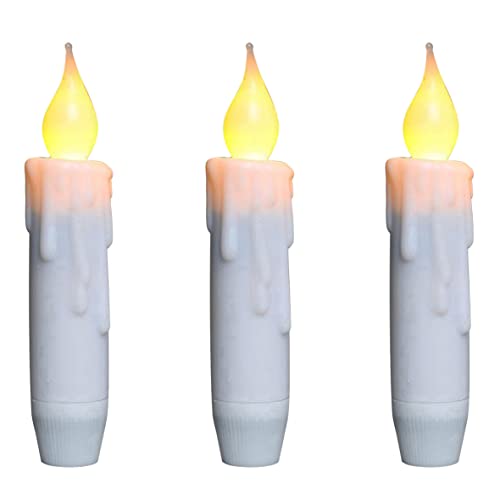 CVHOMEDECO. Flackernde Spitzkerzen LED Tropfenlose Kerzen, batteriebetrieben mit Timer, weiß, 4-3/4 Zoll, 3er Set von CVHOMEDECO.