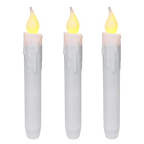 CVHOMEDECO. Flackernde Spitzkerzen LED Tropfenlose Kerzen, batteriebetrieben mit Timer, weiß, 6-3/4 Zoll, 3er Set von CVHOMEDECO.
