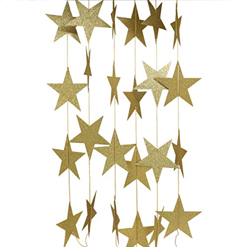 CVHOMEDECO. Goldenes Glitzerndes Papier Sterne String Star Girlande Hängendes Dekor für Hochzeit Geburtstag Party Festival Home Hintergrund Dekorativ, 250 cm, Packung mit 2 Stück CVHOMEDECO. Goldenes Glitzerndes Papier Sterne String Star Girlande Hängendes Dekor für Hochzeit Geburtstag Party Festival Home Hintergrund Dekorativ, 250 cm, Packung mit 2 Stück von CVHOMEDECO.