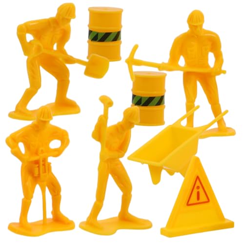 CVUTOVO 1 Satz Miniaturisierte Bauarbeiter Figuren Set für Baustellen Dekoration Teiliges Set aus Sicheren Stabilen Materialien für Geburtstagskuchen und Rollenspiele von CVUTOVO