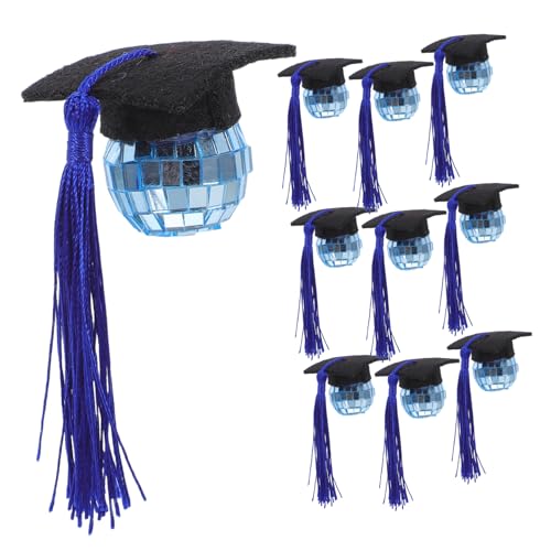 CVUTOVO 10 Stück Abschlussfeier Cupcake Dekorationen Disco Ball Tassel Cap Toppers für Kreative Diy Kuchen Dekorationen für Ihre Abschlussfeier von CVUTOVO