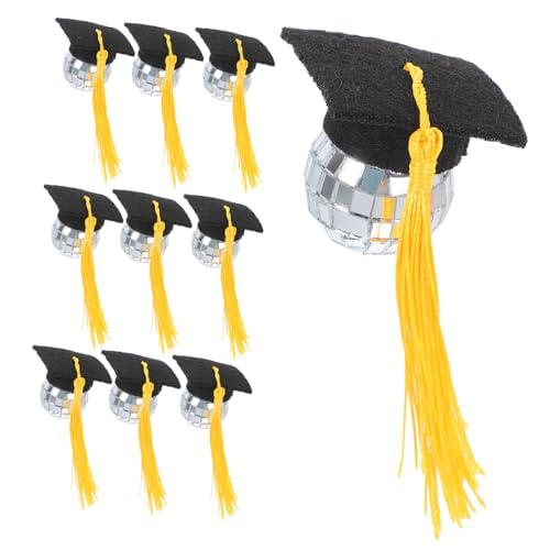 CVUTOVO 10 Stück Disco Ball Quastenkappen Cupcake Topper für Abschlussfeiern Einzigartige Diy Dekorationen für Graduierungszeit für Abschlüsse von CVUTOVO