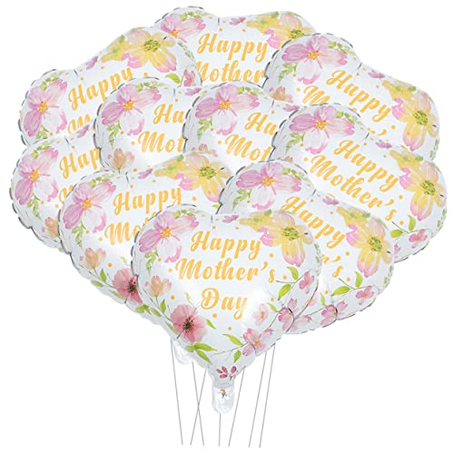 CVUTOVO 10 Stück Große Packung Muttertags Alu Folienballons Herz und Blumen Designs Deko für Muttertagspartys und Außenbereich Langlebige und Liebevolle Geschenkideen von CVUTOVO