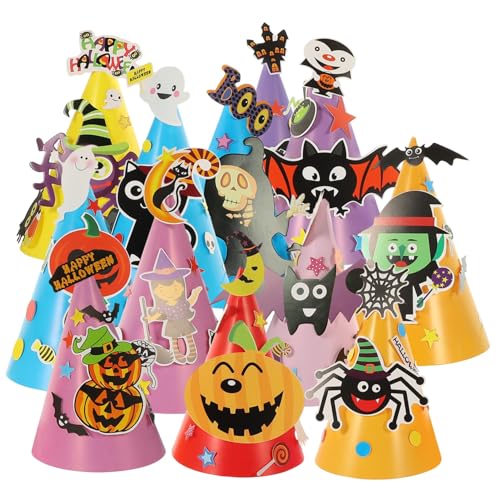 CVUTOVO 12 Stück Cartoon Hüte Halloween Dekor Partyhüte Halloween DIY Kappe Partyhüte Geburtstag Aus von CVUTOVO