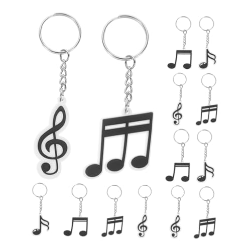 CVUTOVO 12 Stück Musiknoten Schlüsselanhänger für Musikpartys und Geburtstagsdekorationen PVC Schlüsselringe für Musikliebhaber für Tanzpartys und Konzerte von CVUTOVO