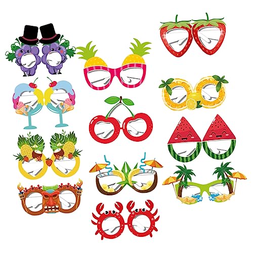 CVUTOVO 12 Stück Sommer Party Brillen Lustige Frucht Sonnenbrillen für Foto Requisiten für Strand und Tropische Dekoration für Luau und Karneval von CVUTOVO