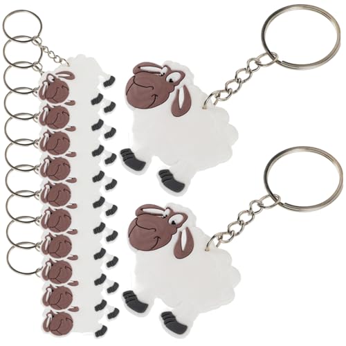 CVUTOVO 12 Stück Teiliges Schaf Schlüsselanhänger Niedlicher Schaf Anhänger aus Stabilem Material Bunter Cartoon Schlüsselring für Kinderparty und Taschenanhänger von CVUTOVO