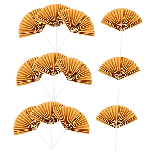 CVUTOVO 16 Stück Faltende Fächer Cupcake Toppers Teiliges aus Papier für Geburtstagsfeiern Hochzeiten und Partys Tortendeko und Fotorequisiten in Gold für Festlichkeiten und Besondere von CVUTOVO
