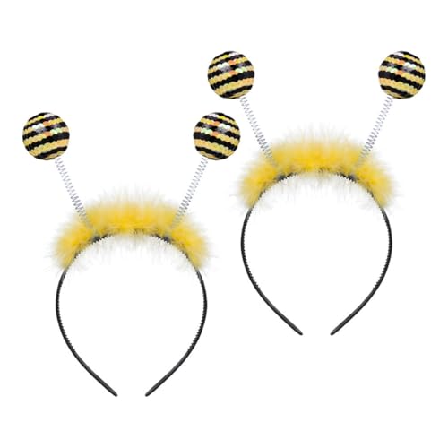 CVUTOVO 2 Stück Bienen Haarreif mit Federbällen Haarschmuck für Kostümpartys Feiertage und Themenveranstaltungen Farbwahl Zufällig Zufällige Farbe von CVUTOVO