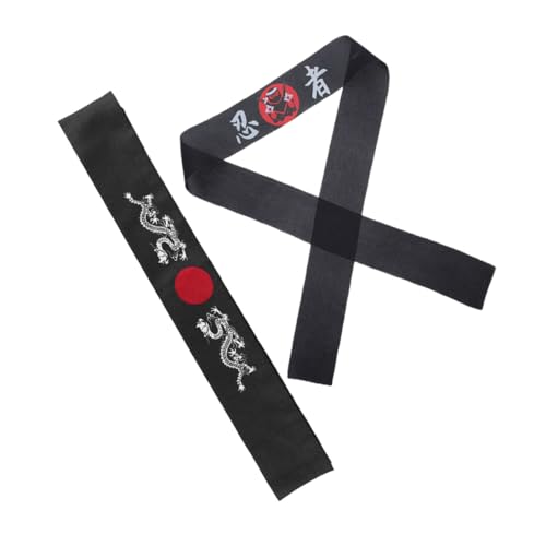 CVUTOVO 2 Stück Japanische Karate stirnbänder Ninja print Vielseitig für Karate training Kochen Cosplay Polyester Traditionelle Kopfbedeckung Bequem und Formstabil von CVUTOVO