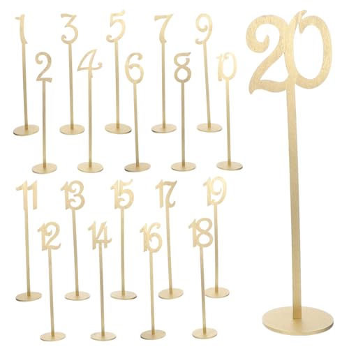 CVUTOVO 20 Stück Tischnummern Aus Holz: Sitznummern Für Hochzeitsempfänge Mit Haltersockel 1–20, Freistehendes Schild Für Hochzeitsfeiern, Events, Catering, Golden CVUTOVO 20 Stück Tischnummern Aus Holz: Sitznummern Für Hochzeitsempfänge Mit Haltersockel 1–20, Freistehendes Schild Für Hochzeitsfeiern, Events, Catering, Golden von CVUTOVO