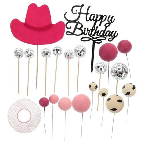 CVUTOVO 21 Stück Teiliges Cowgirl Hut Dekorationsset für Geburtstagsfeiern Niedliche Cupcake Topper für Jungen Shower Party Supplies im Western Stil Cowboyhut Kuchenaufsätze von CVUTOVO