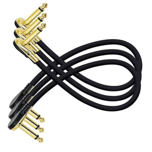 CVUTOVO 3 Stück Flache Patchkabel Gitarre und Bass Langlebige Flexible Effektgerät verbindung Kompatibel mit Verstärkern und Mischpulten Leicht Transportierbar von CVUTOVO
