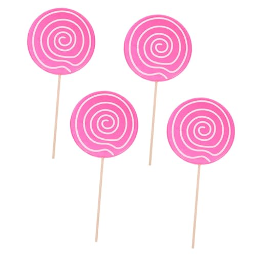 CVUTOVO 4 Stück Große Simulation Lutscher Dekoration Fake Candy für Fotografie Party Accessoires und Festtagsdeko Durchmesser Rosa von CVUTOVO