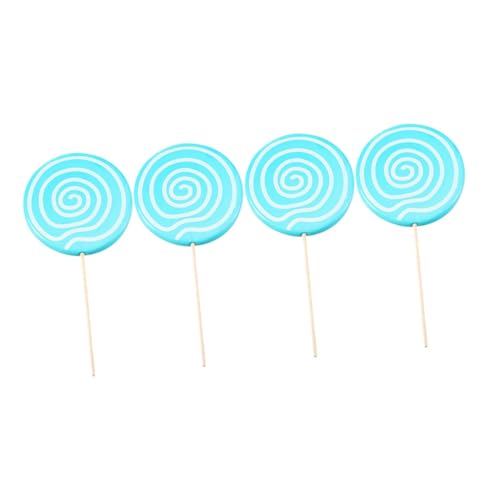 CVUTOVO 4 Stück Große Simulation Lutscher Requisiten Realistisches Fake Lollipop Modell für Fotografie Party Dekoration und Feiertags Events Durchmesser Blau von CVUTOVO