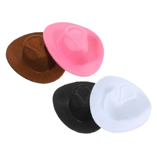 CVUTOVO 4 Stück Mini Cowboyhüte aus Vliesstoff Dekorative Hüte für Puppenstuben Partys und Getränke Farben Zufällig für Festliche Anlässe Zufällige Farbe von CVUTOVO