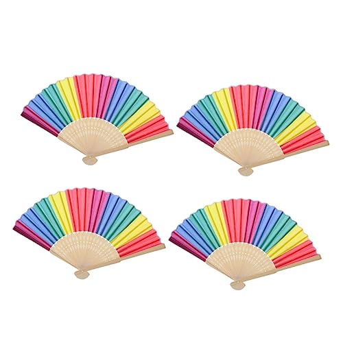 CVUTOVO 4 Stück Teiliges Bunter Klappfächer aus Retro Fächer für Tänze Partys und Fotoshootings Regenbogenfarben CVUTOVO 4 Stück Teiliges Bunter Klappfächer aus Retro Fächer für Tänze Partys und Fotoshootings Regenbogenfarben von CVUTOVO