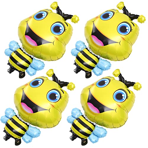 CVUTOVO 4 Stück Teiliges Cartoon Tier Folienballons Bienen Design für Kindergeburtstag Party Dekoration Helium Fähig Langlebig für Feierlichkeiten und von CVUTOVO