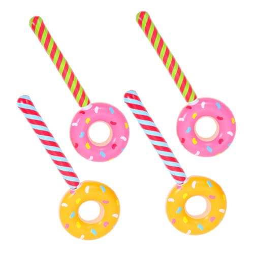 CVUTOVO 4 Stücke Aufblasbare Süßigkeiten Donut Ballons PVC Lollipop Sticks für Kindergeburtstagsfeiern und Candyland Themenaktivitäten Gelb von CVUTOVO