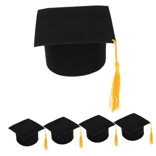 CVUTOVO 5 Stück Mini Abschlusskappen aus Filz Dekorative Hüte mit Quasten für Abschlussfeiern Torten Topper Flaschendekoration für Schule Universität Kindergarten von CVUTOVO