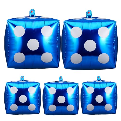 CVUTOVO 5 Stück Teiliges Würfel Luftballon Aluminiumfolie Dekoration für Themenpartys Geburtstagsfeiern und Spieleabende Blau für Unvergessliche von CVUTOVO