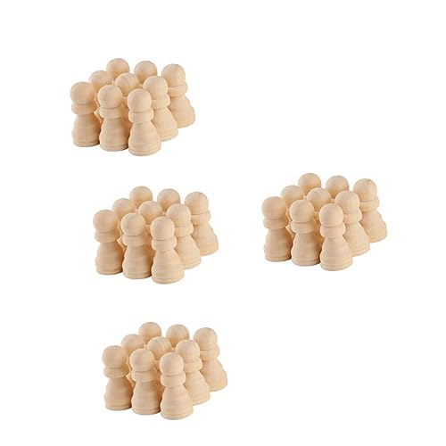 CVUTOVO 50Stücke Unvollendete Schachfiguren aus Holz DIY Schachspiel Zubehör für Individuell Gestaltbare Leere Schachfiguren für Kreatives Basteln und Spiele Spaß von CVUTOVO