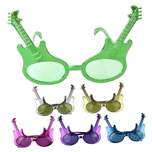 CVUTOVO 6 Stück Lustige Partybrillen Gitarren Design Leichte Kunststoffbrille Neuheit für Karneval Festival Tanzaufführung Erwachsene Zufällige Farbe Zufällige Farbe von CVUTOVO