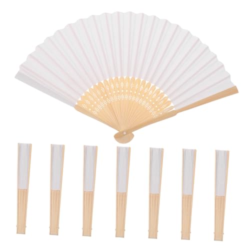 CVUTOVO 8 Stück Teiliges Faltbare Papier Fächer Weiß Leichte Handfächer für Kreative Malaktivitäten Kindergarten Hochzeit Fans Traditionelle Sommer Kühlung von CVUTOVO