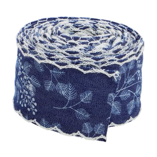 CVUTOVO Denim Ripsband mit Gewelltem Spitzenrand Diy Stoff für Kleidung Schuhe Haarbänder und Haarschleifen Breit Yards für Kreative Bastelprojekte von CVUTOVO
