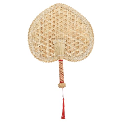 CVUTOVO Herzförmiger Handfächer aus Traditioneller Chinesischer Fächer für Handgewebt für Hochzeiten und Sommerpartys Leicht und Nachhaltig von CVUTOVO