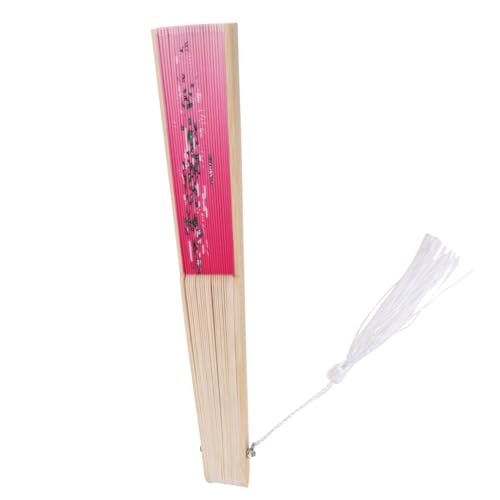 CVUTOVO Japanischer Faltfächer aus Handgefertigtem Eleganter Klappfächer für Tanz Partys und Hochzeiten mit Rosafarbenem Blumenmotiv für Dekoration und Souvenirs von CVUTOVO