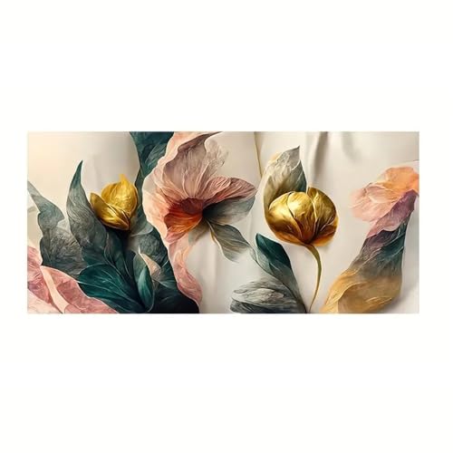 3 Stück-Leinwandposter Vintage-Kunst Goldenes Grünes Rosa Blumenposter Wandkunst Leinwandgemälde Schlafzimmer Wohnzimmer Schlafzimmer Wandkunst Raum Dekoration-60 * 120cm/(24 * 47 Zoll) Kein Rahmen von CWBLYZ
