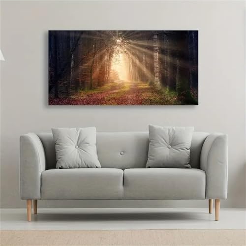 3 Stück-Naturwald-Sonnenschein-Leinwandgemälde Natürliche Landschaft Wald Wandkunst Poster Sonnenlicht Fällt DurchBäume Wandkunstbilder Wohnzimmer Schlafzimmer Dekor-40*80cm/(16*31 Zoll) Kein Rahmen von CWBLYZ