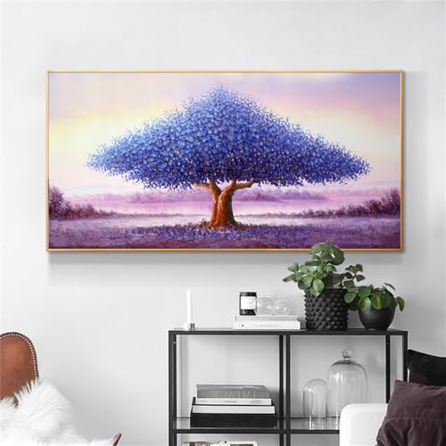 CWBLYZ Kunstbilder,Set von 3-Abstrakte Lila Blume Baum Landschaft Bild Landschaft Natur Malerei Leinwand Wand Malerei Küche Schlafzimmer Nordisch Decoation-40 * 80cm/(16 * 31 Zoll) Kein Rahmen von CWBLYZ