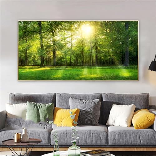 CWBLYZ Kunstplakat,Set von 3-Abstrakte Natürliche Landschaft Poster Wald Grün Baum Malerei Leinwand Drucke Wand Bild für Wohnzimmer Küche Schlafzimmer Wohnkultur-50 * 100cm/(20 * 39 Zoll) Kein Rahmen von CWBLYZ