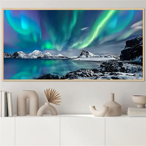 Kunstbilder,Set von 3-Leinwandposter Kunst Wunderschöne Berglandschaft Unter Sternenhimmel Wandkunst Leinwandposter Heimdekoration Schlafzimmer Wohnzimmer Dekoration-40*80cm/(16*31 Zoll) Kein Rahmen von CWBLYZ