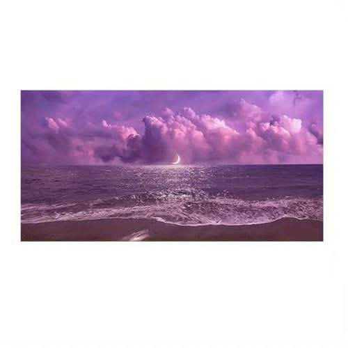 Kunstbilder,Set von 3-Leinwandposter Moderne Kunst Lila Meer Kunstdrucke Poster Kunstwerke für Schlafzimmer Wohnzimmer Flur Wandkunst Wand Dekoration Raum Dekoration-40*80cm/(16*31 Zoll) Kein Rahmen von CWBLYZ
