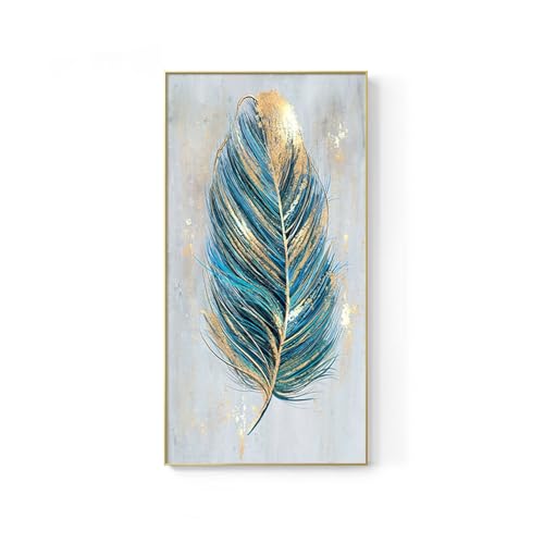 Kunstdrucke,Set von 3-Abstrakte Goldfolie Feder Leinwand Druck Malerei Moderne Nordisch Wohnzimmer Schlafzimmer Bilder Wand Poster Zimmer Dekoration Kunstwerk-60*120cm/(24*47 Zoll) Kein Rahmen von CWBLYZ