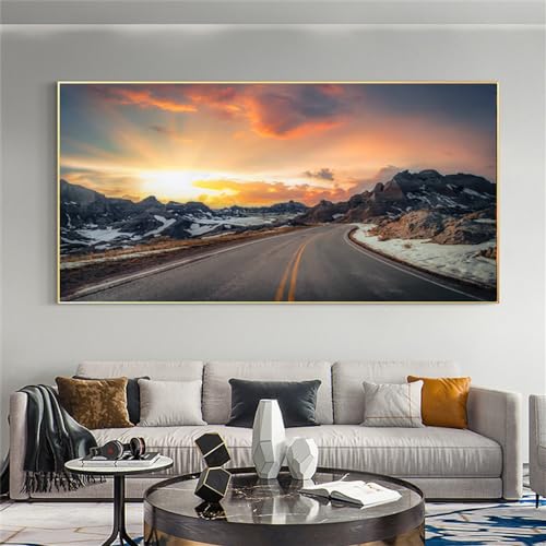 Kunstdrucke,Set von 3-Abstrakte Straße Schnee Berg Poster und Drucke Leinwand Malerei Wand Kunst Bilder für Wohnzimmer Küche Schlafzimmer Landschaft Wohnkultur-40 * 80cm/(16 * 31 Zoll) Kein Rahmen von CWBLYZ