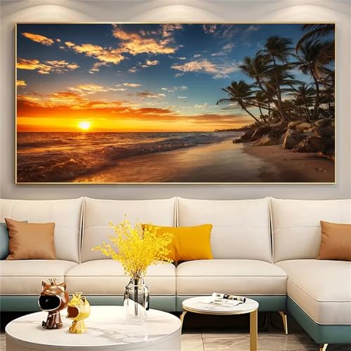 Kunstdrucke,Set von 3-Wandkunst Leinwand Motiv: Meereslandschaft Bei Sonnenuntergang Heimdekoration Freunde Familie Wohnzimmer Schlafzimmer Büro Küche Bar Druckgrafik-50*100cm/(20*39 Zoll) Kein Rahmen von CWBLYZ