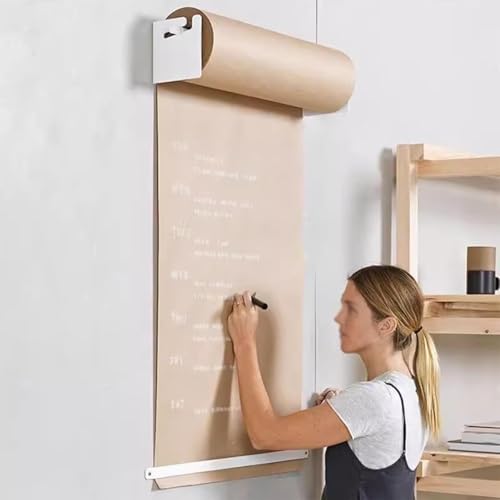 CWCQGH 37/67/97/127 cm Metzgerpapierspender für Klassenzimmer, hängende Kraftpapierrolle mit Stangenschneider (weiß, 67 cm breit) von CWCQGH
