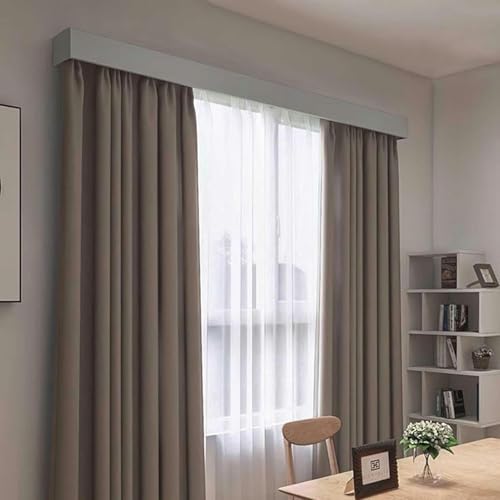 CWCQGH Fenstervorhangschienenschiene mit Abdeckleiste, Wohnzimmer-Vorhangstangen-Volant, Innenvorhangkasten mit 2 Gleitschienen, dekoratives Gardinenstangen-Set,Grey-120cm/3.9ft CWCQGH Fenstervorhangschienenschiene mit Abdeckleiste, Wohnzimmer-Vorhangstangen-Volant, Innenvorhangkasten mit 2 Gleitschienen, dekoratives Gardinenstangen-Set,Grey-120cm/3.9ft von CWCQGH