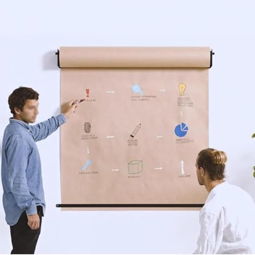 CWCQGH Kraftpapierspender zur Wandmontage, hängende Papierrolle mit Schneider und zugehörigem Montagezubehör (Schwarz, 97 cm breit) von CWCQGH