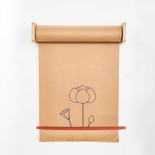 CWCQGH Metzgerpapierspender zur Wandmontage, zum Schreiben von Notizen/Einkaufslisten/Zeichnungen von Kindern, mit 50 m Kraftpapierrolle (eine Farbe, 64 cm) von CWCQGH