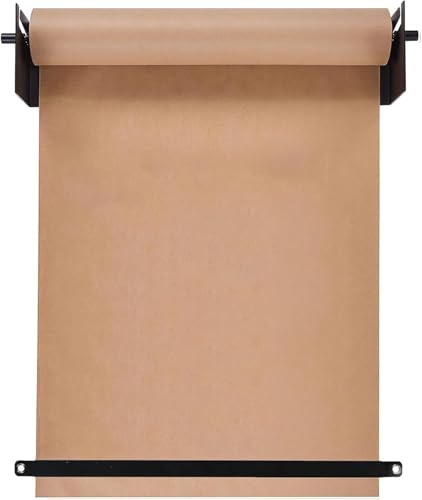 Wandmontierter Cutter mit abnehmbarem Griff, Kraftpapierrollenspender und -Schneider, Kraftpapierhalter zur Wandmontage (Schwarz, 67 cm breit) von CWCQGH