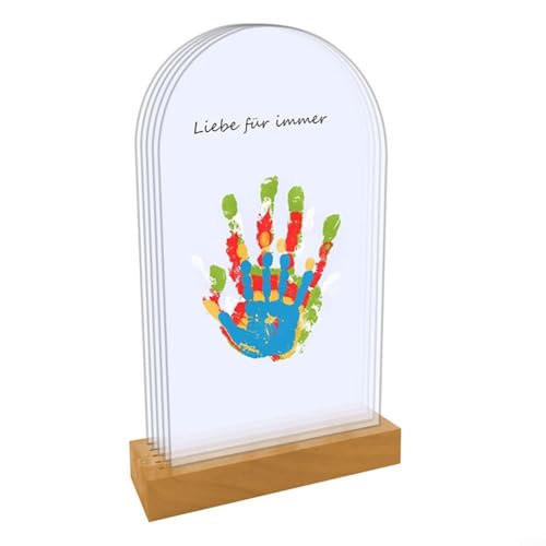 CWOQOCW Family Memory DIY Handabdruck-Bilderrahmen-Set mit 6 Farben, 4 Acrylplatten, Holzständer, Heimdekoration, Kunst von CWOQOCW